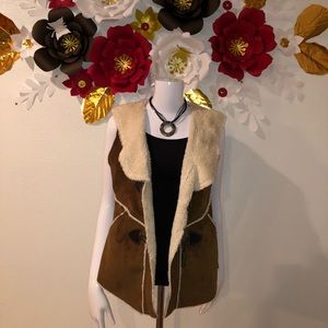 Faux suede and Sherpa western style vest